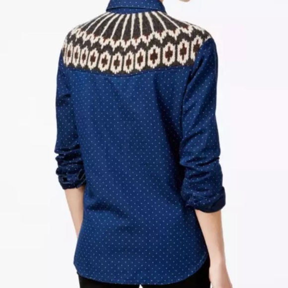 Free People NWT Sage Contrast Shirt Blue Small, - Picture 4 of 8